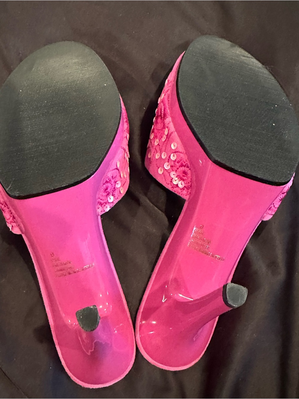 Pink Sequined Heeled Sandals - Picture 7 of 13